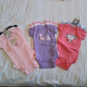 Gerber girls 12 months baby girl bundle 9 diaper shirts, body suits